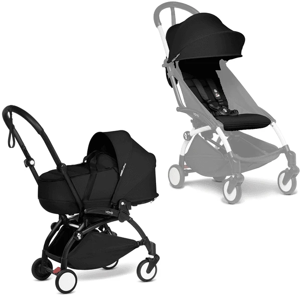 BABYZEN Kinderwagen YOYO2 0+ Black Mit Liegewanne Inkl. Textilset Black