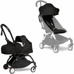BABYZEN Kinderwagen YOYO2 0+ Black Mit Neugeborenenaufsatz Inkl. Textilset Black