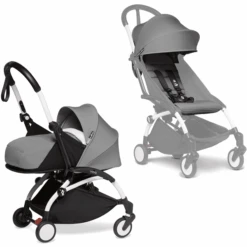 BABYZEN Kinderwagen YOYO2 0+ White Mit Neugeborenenaufsatz Inkl. Textilset Grey