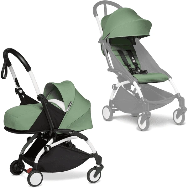 BABYZEN Kinderwagen YOYO2 0+ White Mit Neugeborenenaufsatz Inkl. Textilset Peppermint