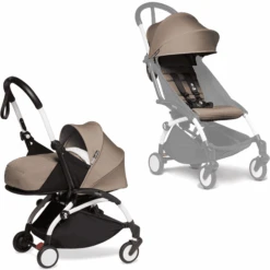 BABYZEN Kinderwagen YOYO2 0+ White Mit Neugeborenenaufsatz Inkl. Textilset Taupe