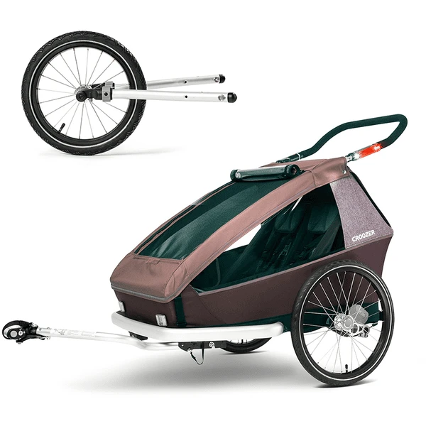 CROOZER Kinderfahrradanhänger Kid Vaaya 2 Blossom Red Inklusive Jogger-Set