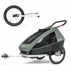 CROOZER Kinderfahrradanhänger Kid Vaaya 2 Jungle Green Inklusive Jogger-Set