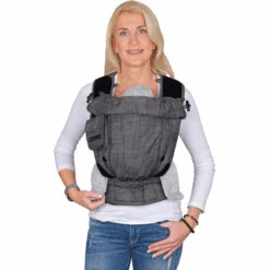 Hoppediz Babytrage Bondolino Plus Popeline One Size Denim Schwarz