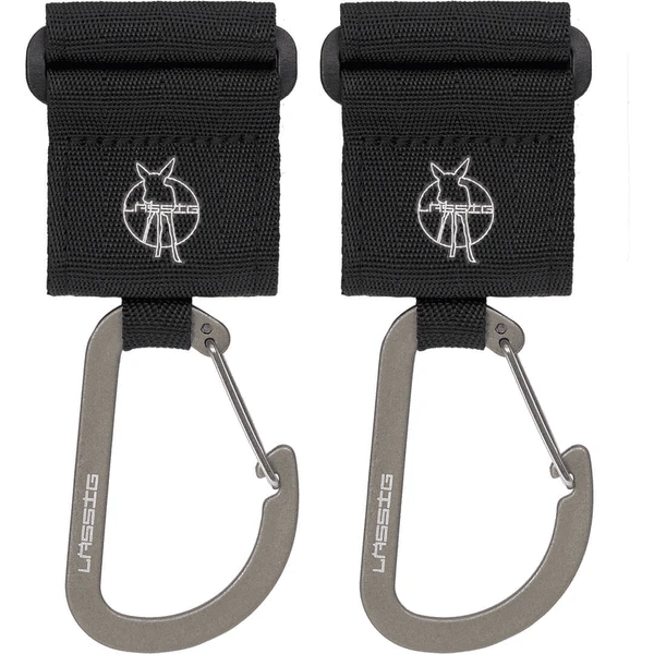 LÄSSIG Kinderwagenhaken 2er Set Karabiner Schwarz